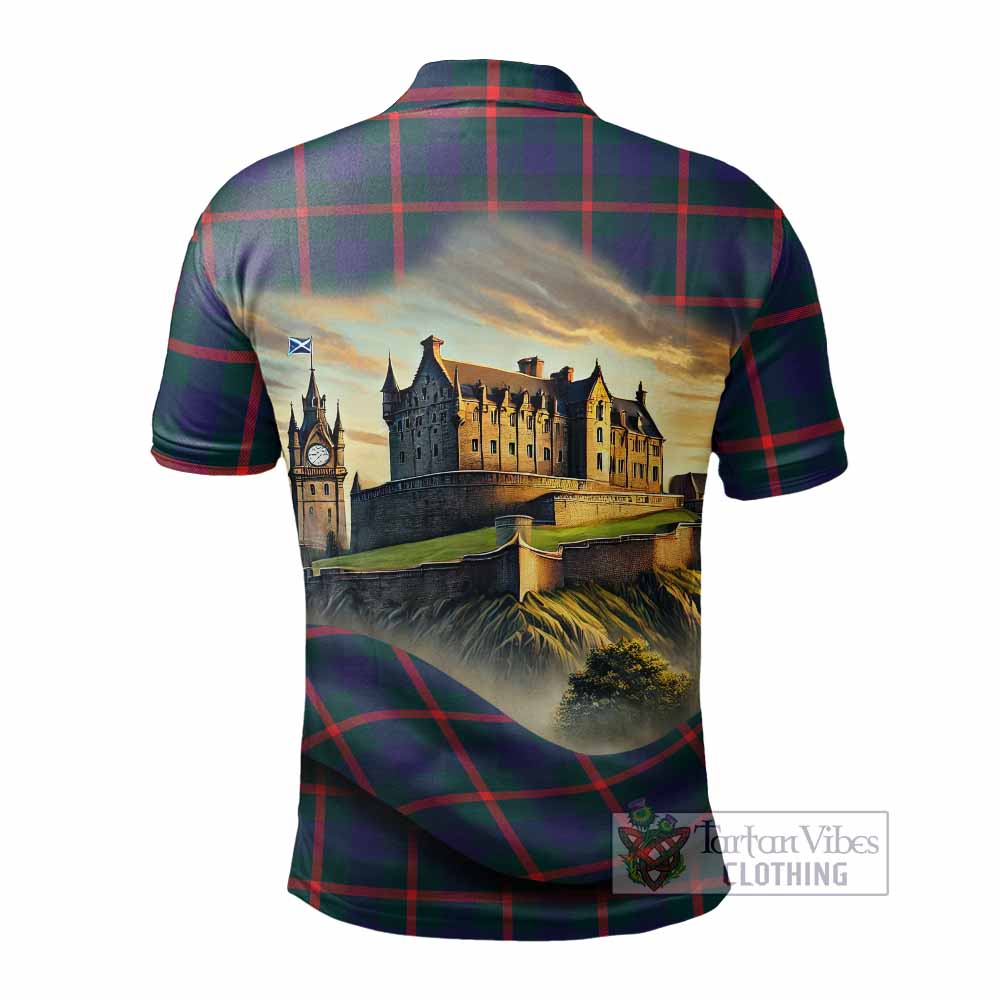 Tartan Vibes Clothing Agnew Tartan Family Crest Polo Shirt with Scottish Ancient Castle Stype