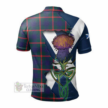 Agnew Tartan Family Crest Polo Shirt Scottish Thistle Celtic Inspired