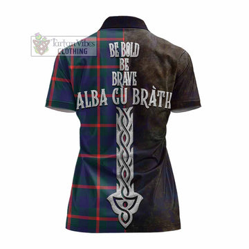 Agnew Tartan Family Crest Women's Polo Shirt Alba Gu Brath Be Brave Lion Ancient Style