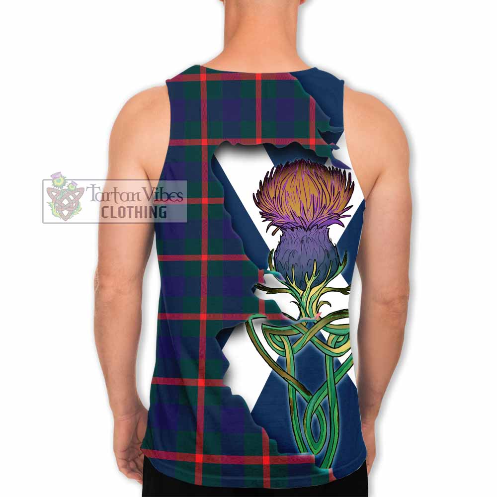 Tartan Vibes Clothing Agnew Tartan Family Crest Men's Tank Top Scottish Thistle Celtic Inspired
