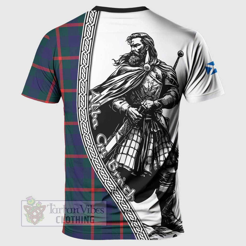 Tartan Vibes Clothing Agnew Tartan Clan Crest T-Shirt with Highlander Warrior Celtic Style