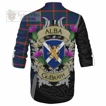 Agnew Tartan Family Crest Ghillie Kilt Shirt Lion Rampant Royal Thistle Shield Celtic Inspired