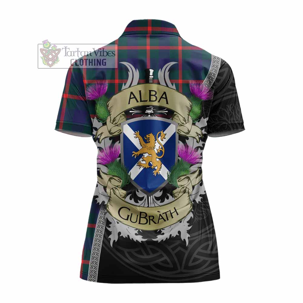 Tartan Vibes Clothing Agnew Tartan Family Crest Women's Polo Shirt Lion Rampant Royal Thistle Shield Celtic Inspired