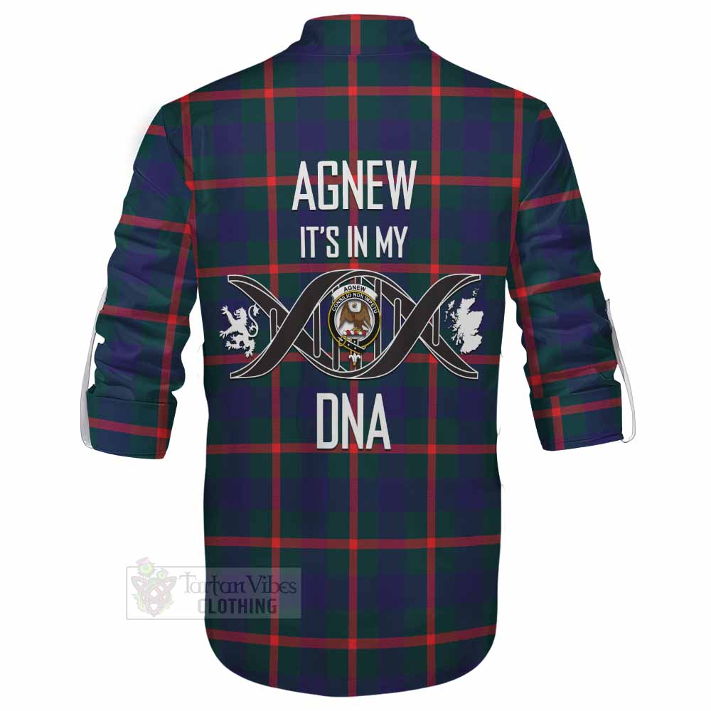 Tartan Vibes Clothing Agnew Tartan Ghillie Kilt Shirt with Family Crest DNA In Me Style