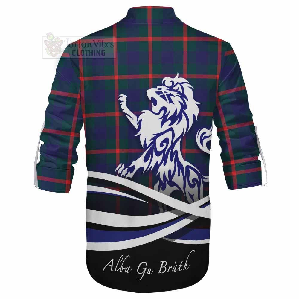 Tartan Vibes Clothing Agnew Tartan Ghillie Kilt Shirt with Alba Gu Brath Regal Lion Emblem