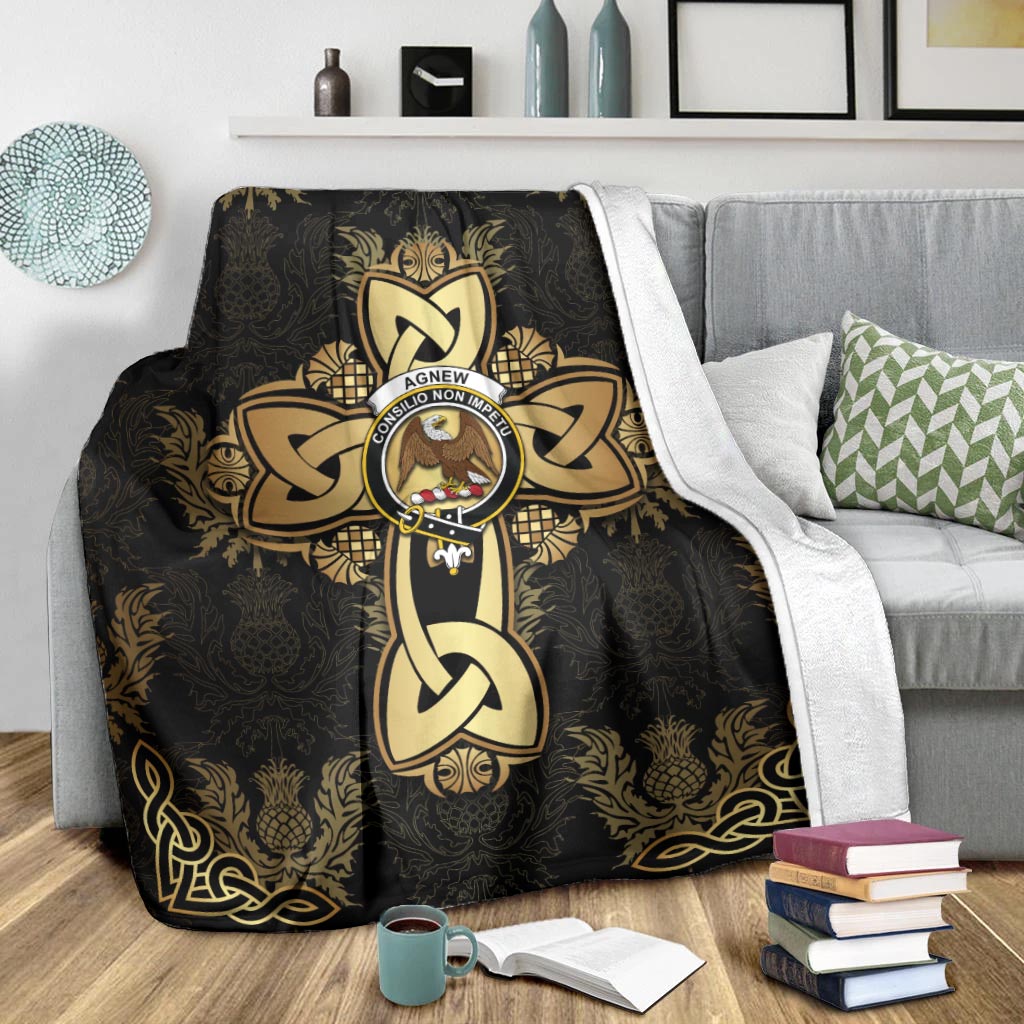 Agnew Clan Blanket Gold Thistle Celtic Style - Tartanvibesclothing