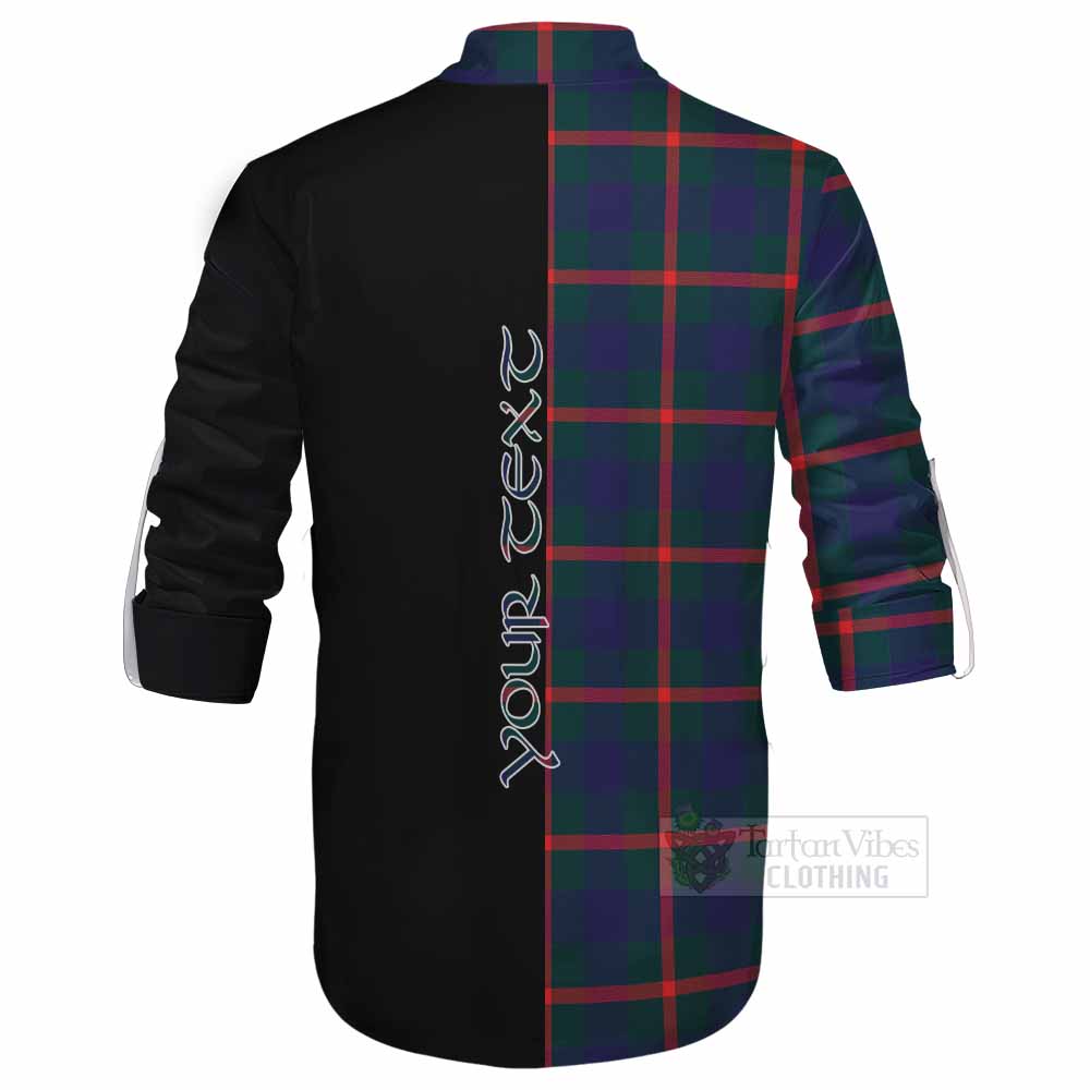 Tartan Vibes Clothing Agnew Tartan Ghillie Kilt Shirt with Family Crest and Half Of Me Style