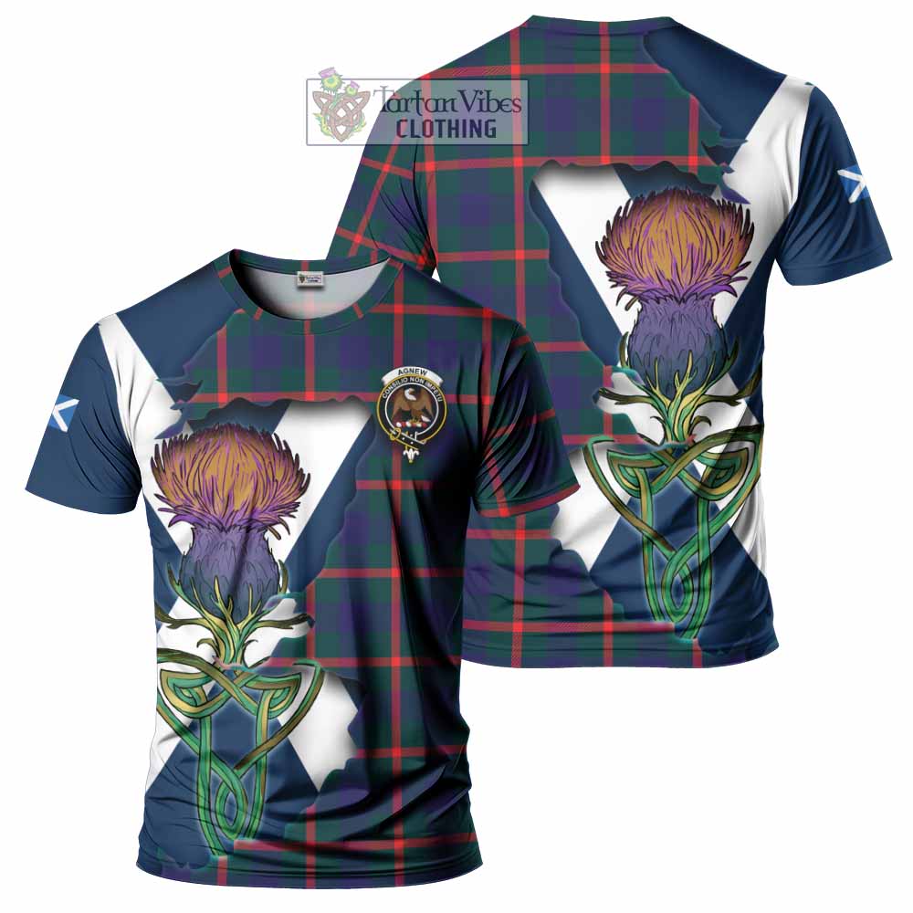 Tartan Vibes Clothing Agnew Tartan Family Crest T-Shirt Scottish Thistle Celtic Inspired