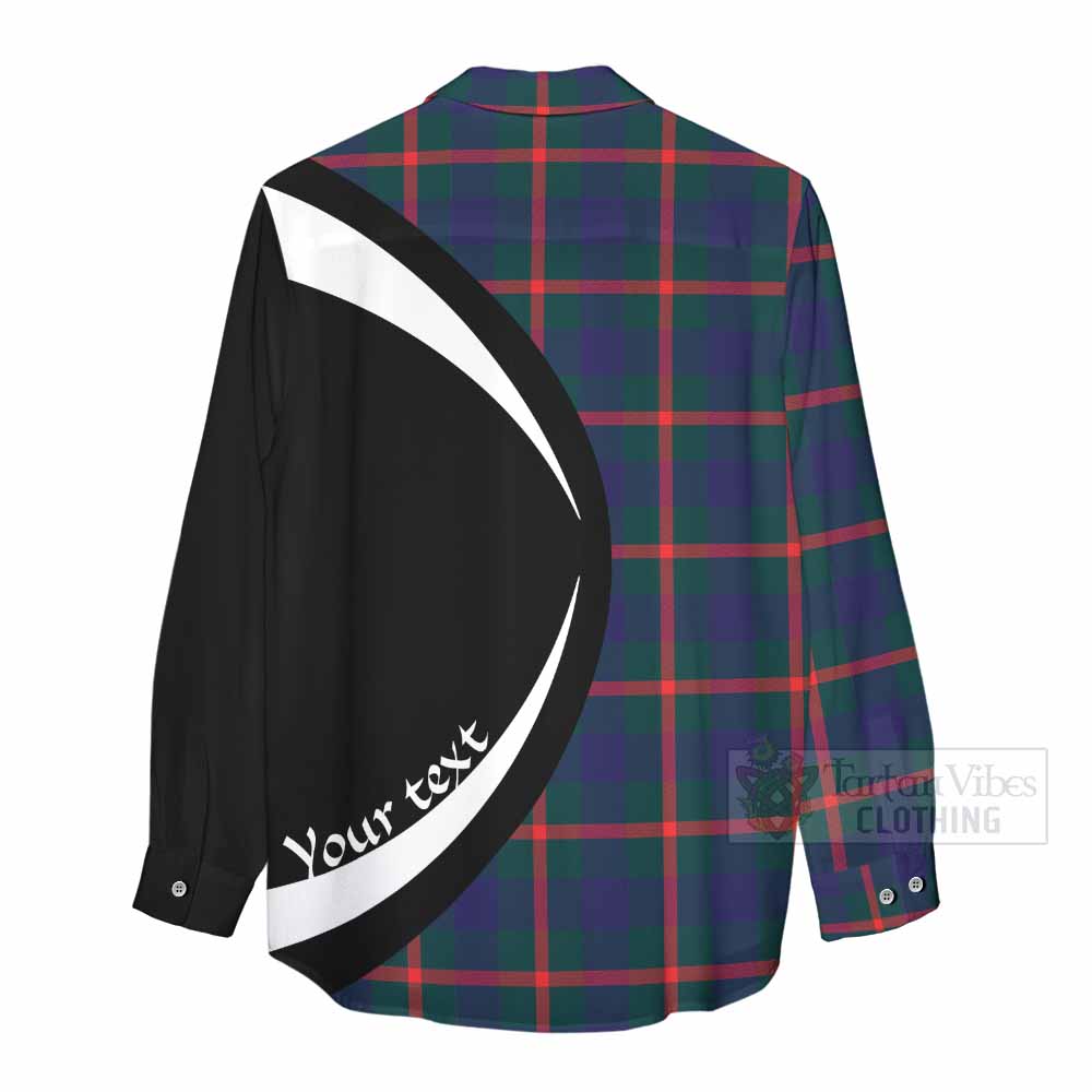 Tartan Vibes Clothing Agnew Tartan Women's Casual Shirt with Family Crest Circle Style