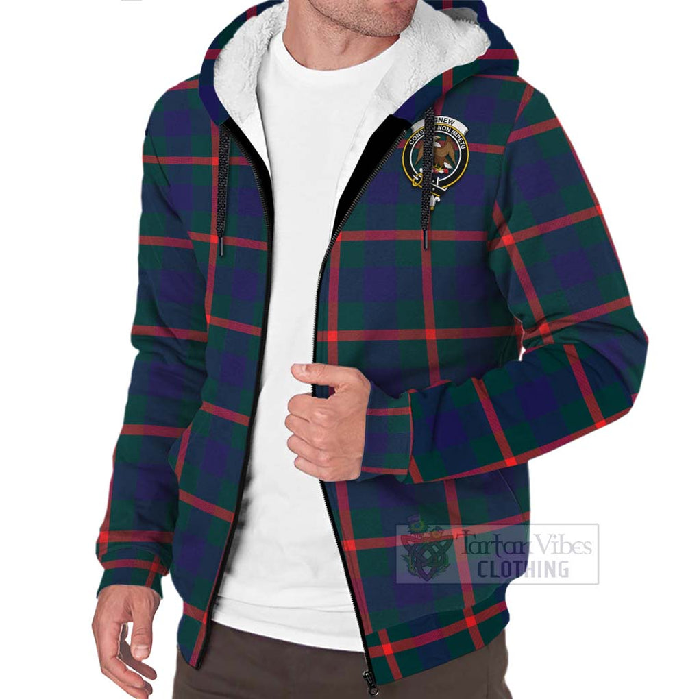 Tartan Vibes Clothing Agnew Tartan Sherpa Hoodie with Family Crest Celtic Skull Style