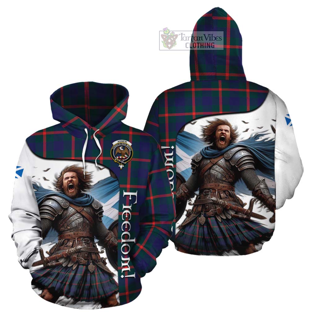 Tartan Vibes Clothing Agnew Crest Tartan Cotton Hoodie Inspired by the Freedom of Scottish Warrior