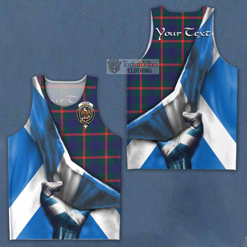 Tartan Vibes Clothing Agnew Tartan Men's Tank Top with Family Crest Scotland Patriotic Style