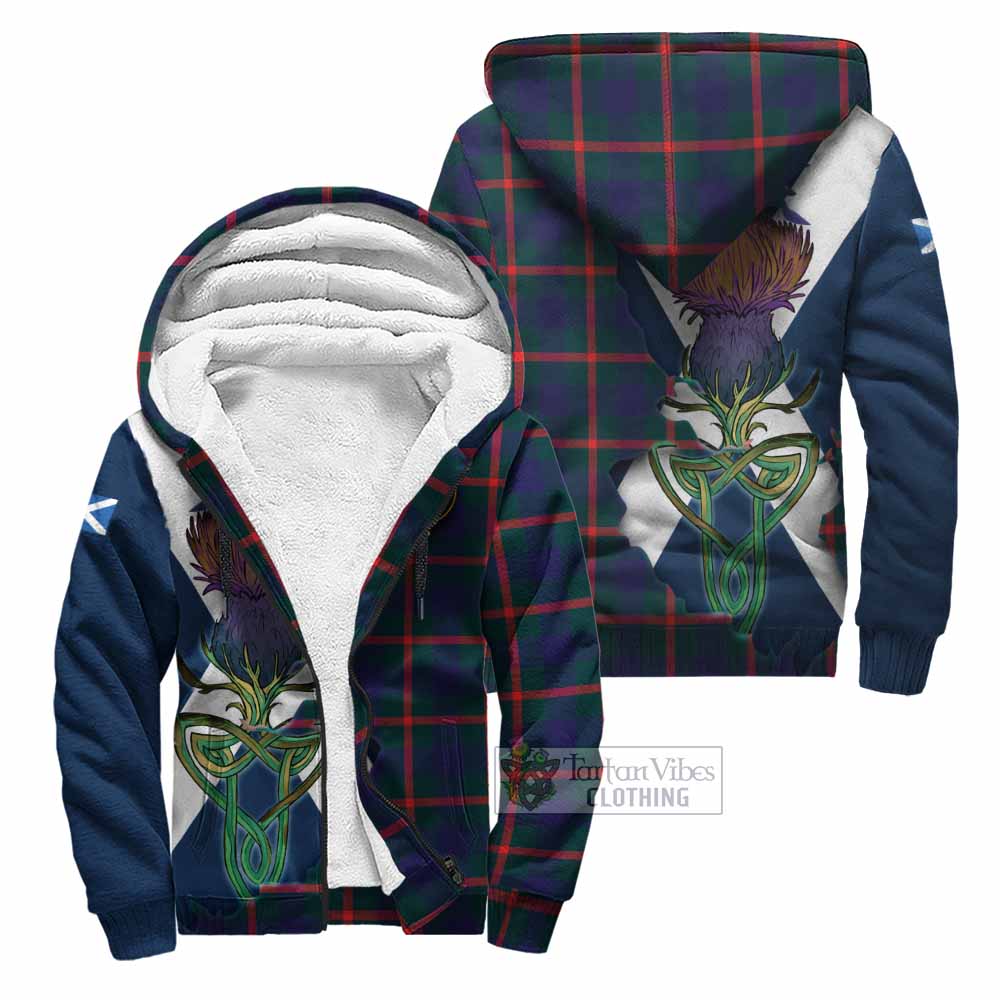 Tartan Vibes Clothing Agnew Tartan Family Crest Sherpa Hoodie Scottish Thistle Celtic Inspired