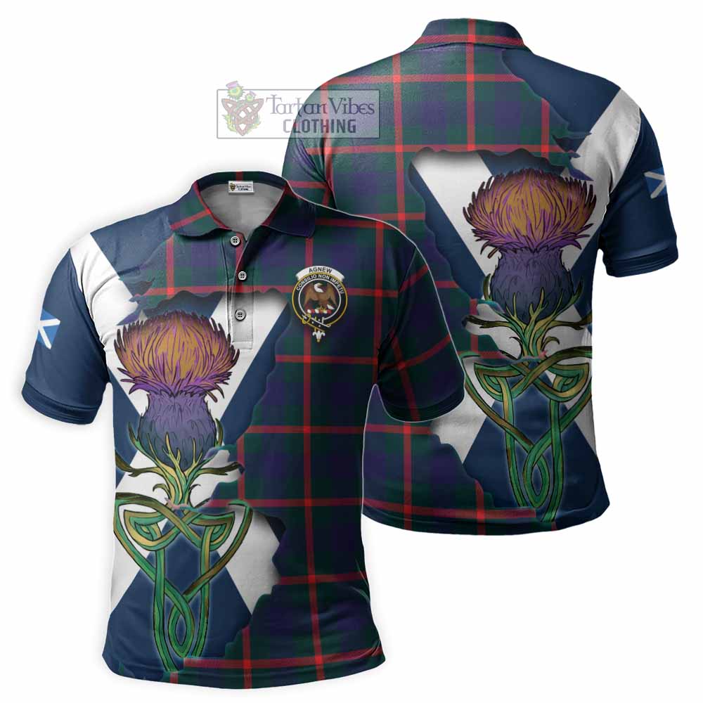 Agnew Tartan Family Crest Polo Shirt Scottish Thistle Celtic Inspired - Tartan Vibes Clothing