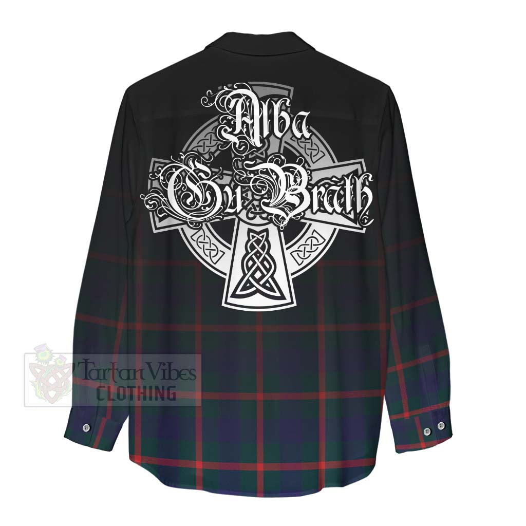 Tartan Vibes Clothing Agnew Tartan Women's Casual Shirt Featuring Alba Gu Brath Family Crest Celtic Inspired