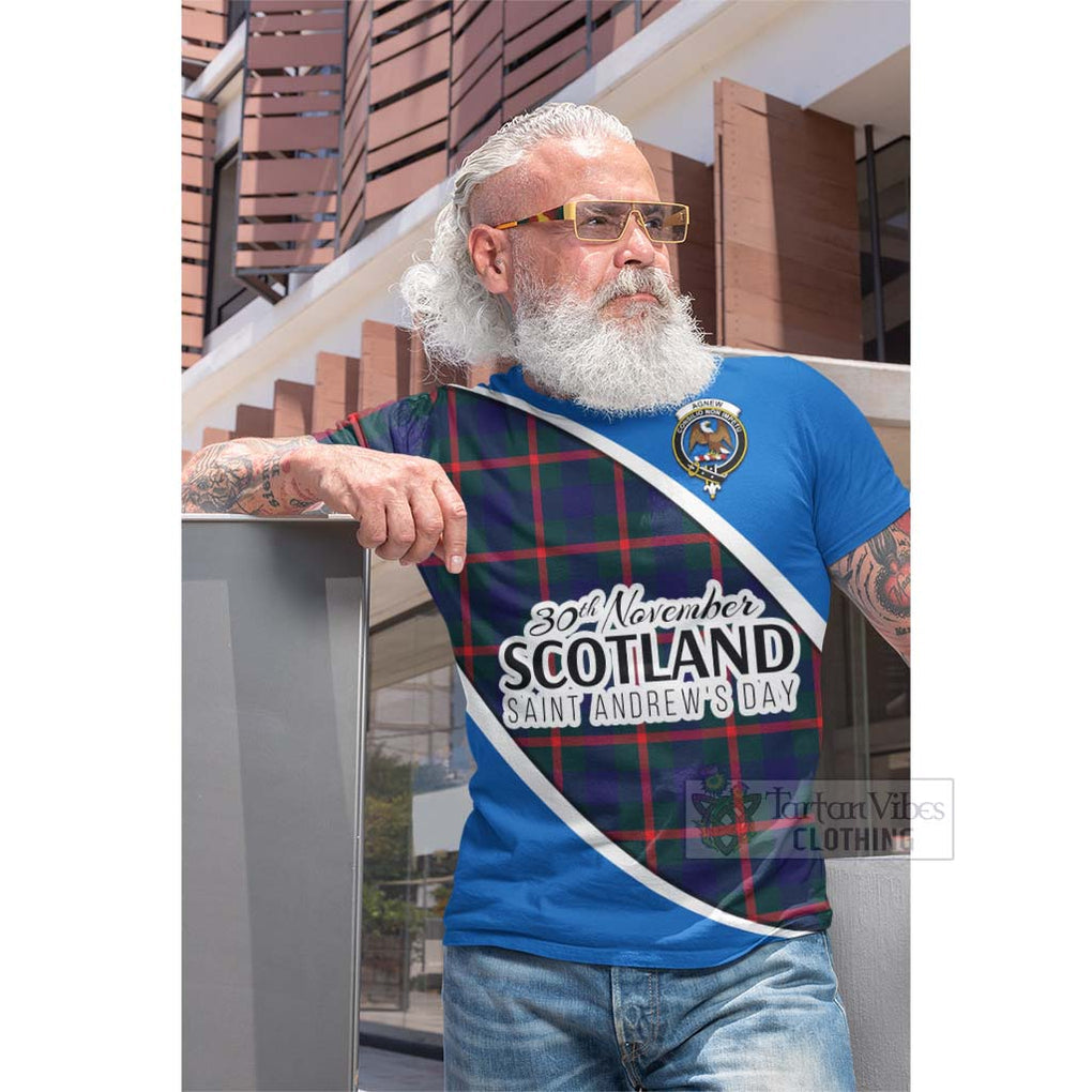 Tartan Vibes Clothing Agnew Family Crest Tartan Cotton T-shirt Celebrate Saint Andrew's Day in Style