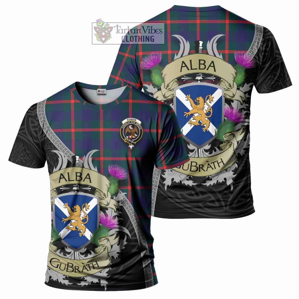 Tartan Vibes Clothing Agnew Tartan Family Crest T-Shirt Lion Rampant Royal Thistle Shield Celtic Inspired