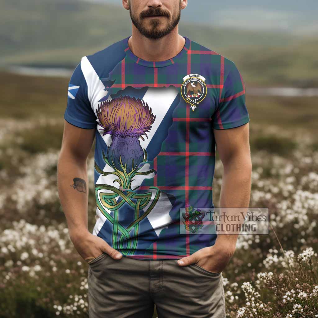 Tartan Vibes Clothing Agnew Tartan Family Crest T-Shirt Scottish Thistle Celtic Inspired