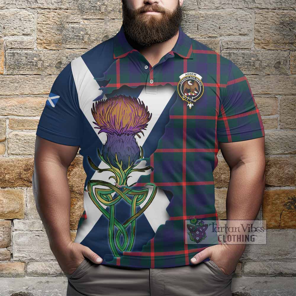 Agnew Tartan Family Crest Polo Shirt Scottish Thistle Celtic Inspired - Tartan Vibes Clothing