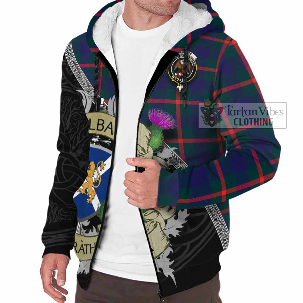 Tartan Vibes Clothing Agnew Tartan Family Crest Sherpa Hoodie Lion Rampant Royal Thistle Shield Celtic Inspired