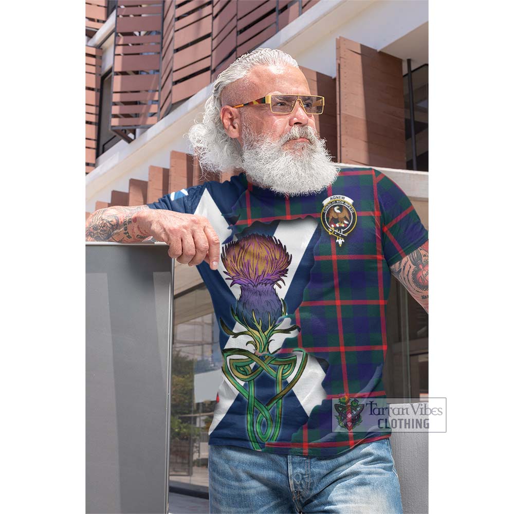 Tartan Vibes Clothing Agnew Tartan Family Crest Cotton T-shirt Scottish Thistle Celtic Inspired