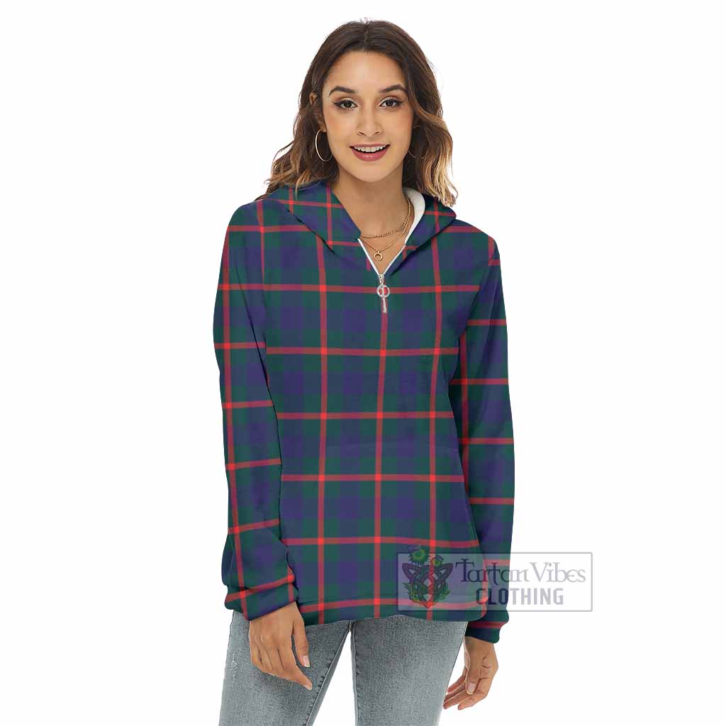Tartan Vibes Clothing Agnew Tartan Women's Borg  Half Zip Fleece Hoodie