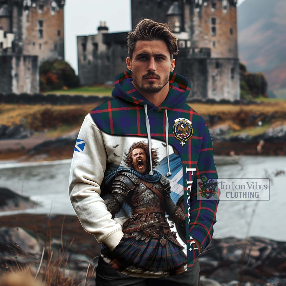 Tartan Vibes Clothing Agnew Crest Tartan Cotton Hoodie Inspired by the Freedom of Scottish Warrior