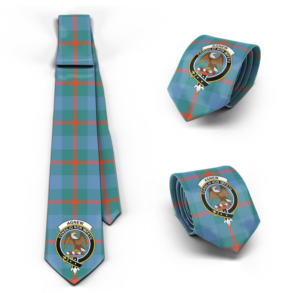 Agnew Ancient Tartan Classic Necktie with Family Crest Necktie One Size - Tartanvibesclothing