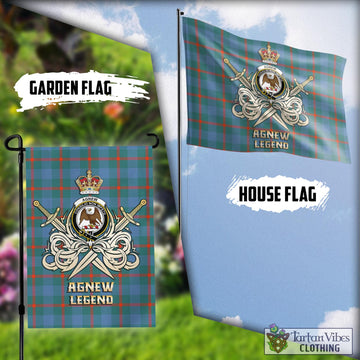 Agnew Ancient Tartan Flag with Clan Crest and the Golden Sword of Courageous Legacy