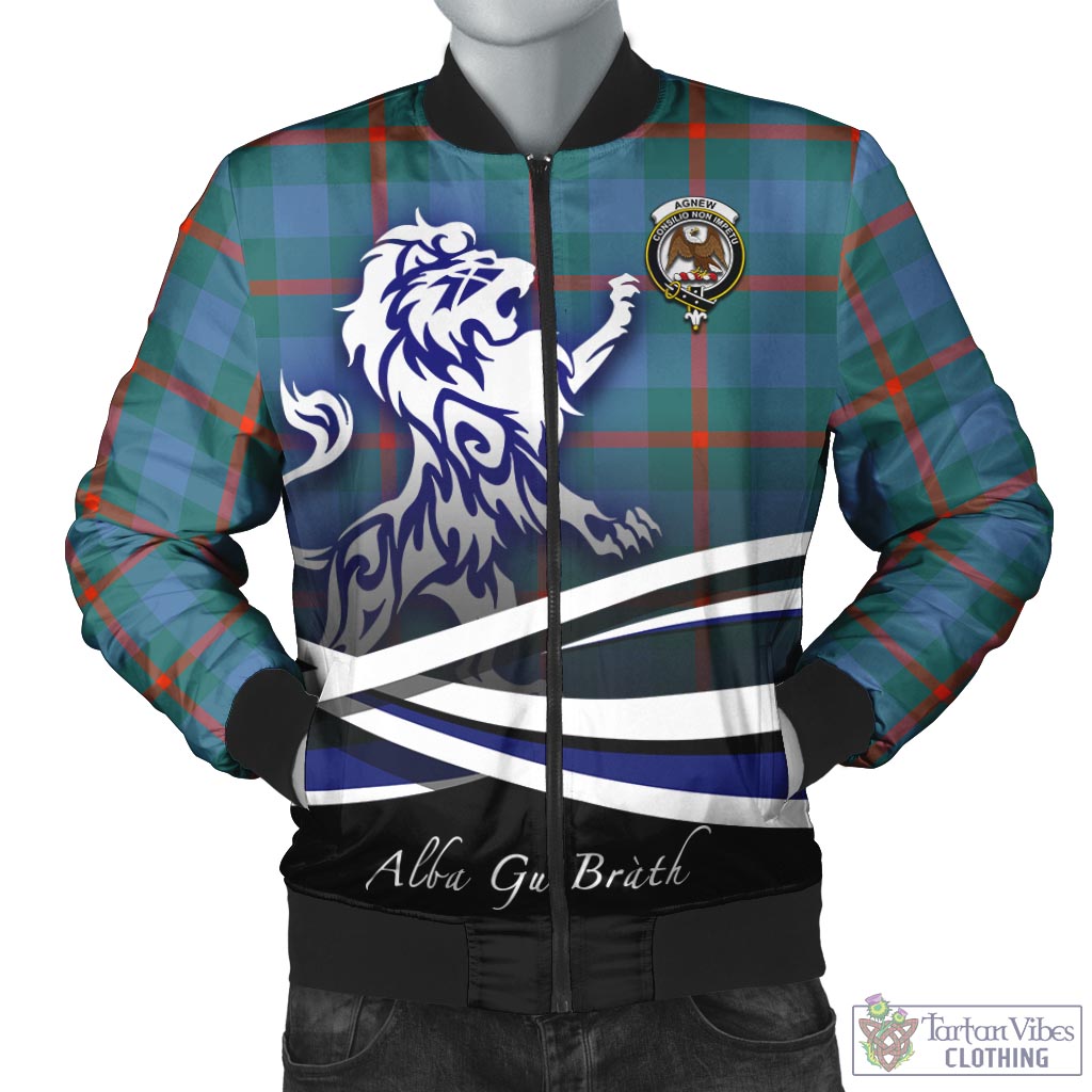 Tartan Vibes Clothing Agnew Ancient Tartan Bomber Jacket with Alba Gu Brath Regal Lion Emblem