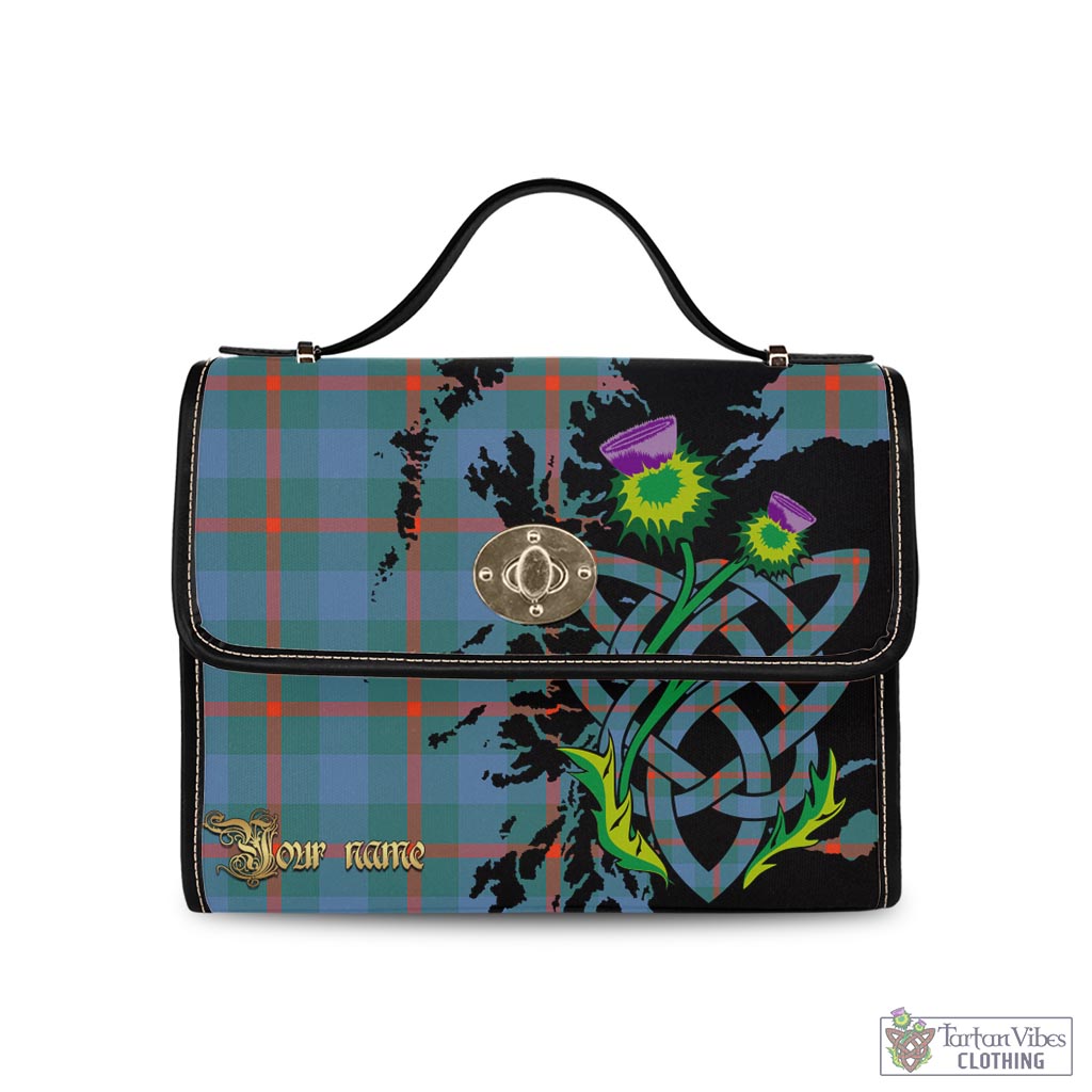 Tartan Vibes Clothing Agnew Ancient Tartan Waterproof Canvas Bag with Scotland Map and Thistle Celtic Accents