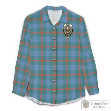 Agnew Ancient Tartan Womens Casual Shirt with Family Crest