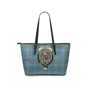 Agnew Ancient Tartan Leather Tote Bag with Family Crest