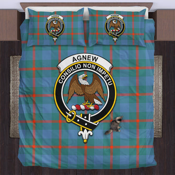 Agnew Ancient Tartan Bedding Set with Family Crest