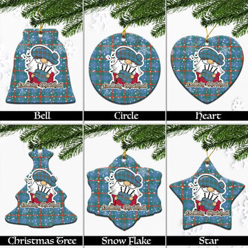 Agnew Ancient Tartan Christmas Ornaments with Scottish Gnome Playing Bagpipes