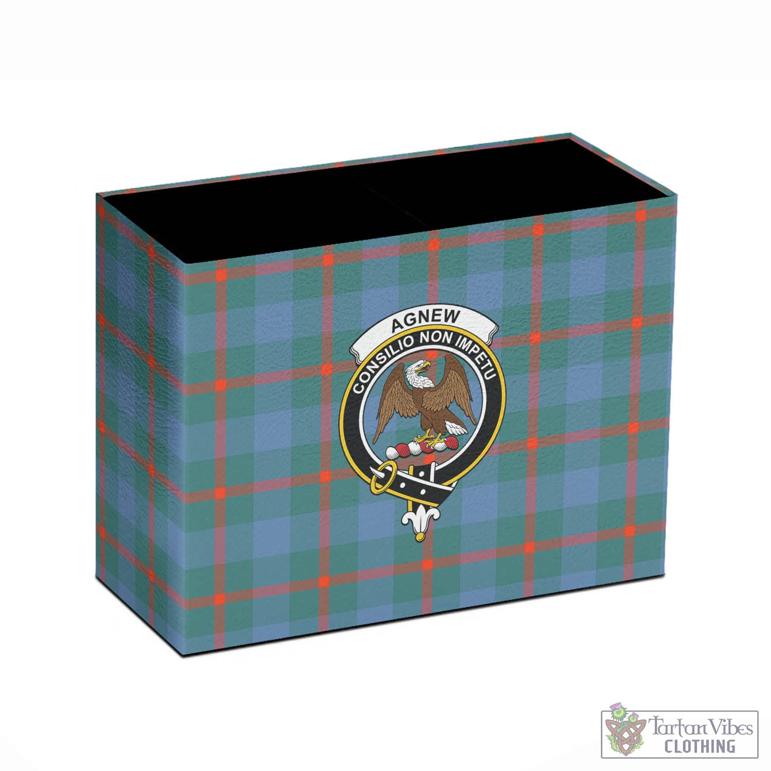 Tartan Vibes Clothing Agnew Ancient Tartan Pen Holder with Family Crest