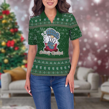 Agnew Ancient Clan Christmas Family Polo Shirt with Funny Gnome Playing Bagpipes