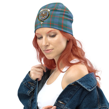 Agnew Ancient Tartan Beanies Hat with Family Crest