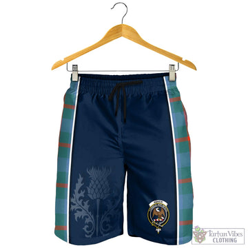 Agnew Ancient Tartan Men's Shorts with Family Crest and Scottish Thistle Vibes Sport Style