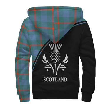 Agnew Ancient Tartan Sherpa Hoodie with Family Crest Curve Style - Tartanvibesclothing