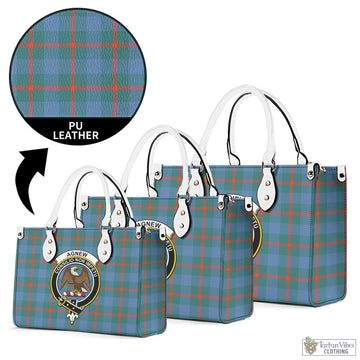 Agnew Ancient Tartan Luxury Leather Handbags with Family Crest
