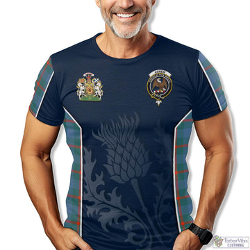 Agnew Ancient Tartan T-Shirt with Family Crest and Scottish Thistle Vibes Sport Style
