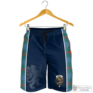 Agnew Ancient Tartan Men's Shorts with Family Crest and Lion Rampant Vibes Sport Style