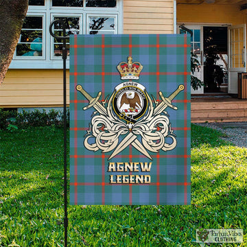 Agnew Ancient Tartan Flag with Clan Crest and the Golden Sword of Courageous Legacy