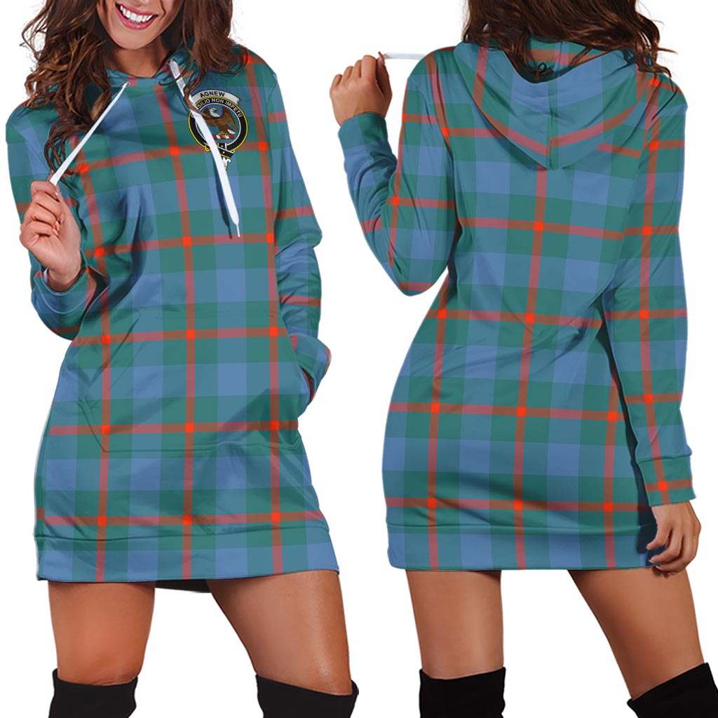 Agnew Ancient Tartan Hoodie Dress with Family Crest - Tartanvibesclothing