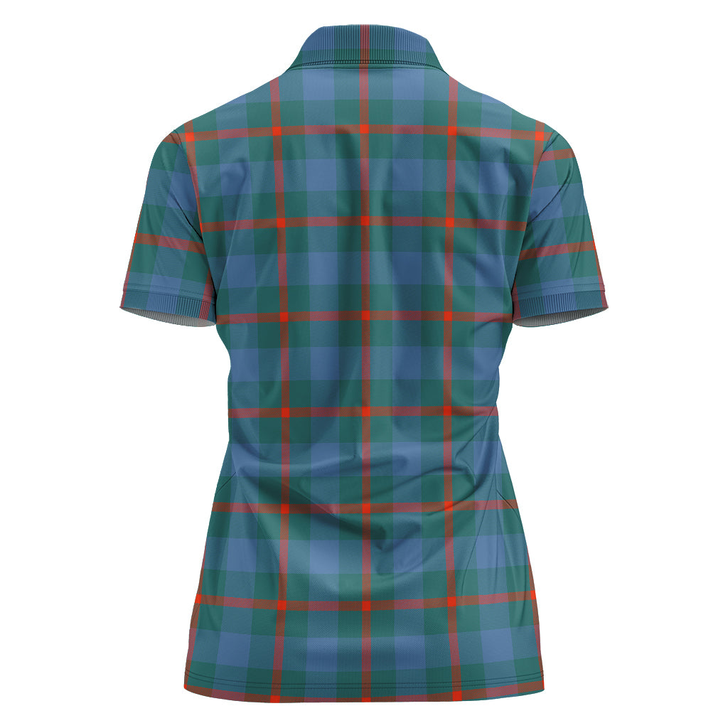 Agnew Ancient Tartan Polo Shirt with Family Crest For Women - Tartanvibesclothing