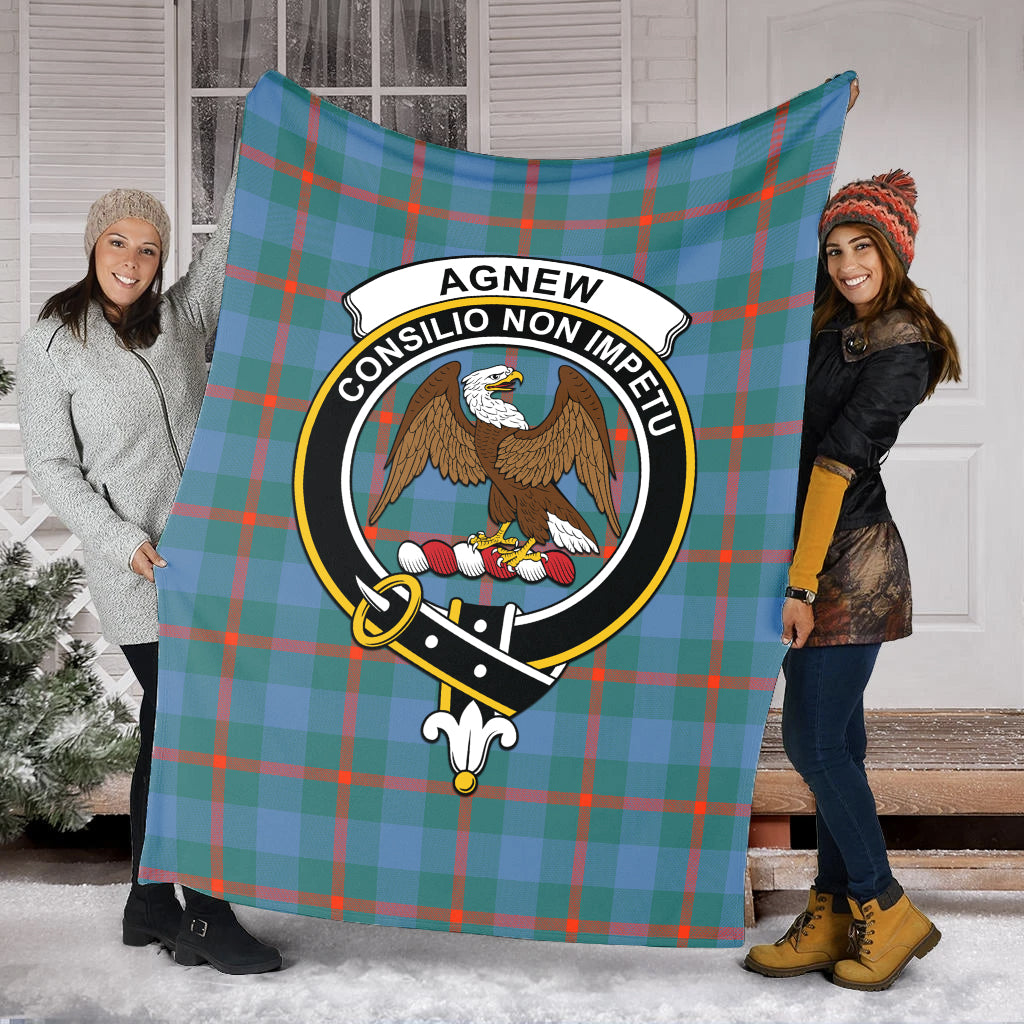 Agnew Ancient Tartan Blanket with Family Crest - Tartanvibesclothing