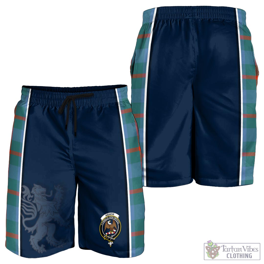 Tartan Vibes Clothing Agnew Ancient Tartan Men's Shorts with Family Crest and Lion Rampant Vibes Sport Style