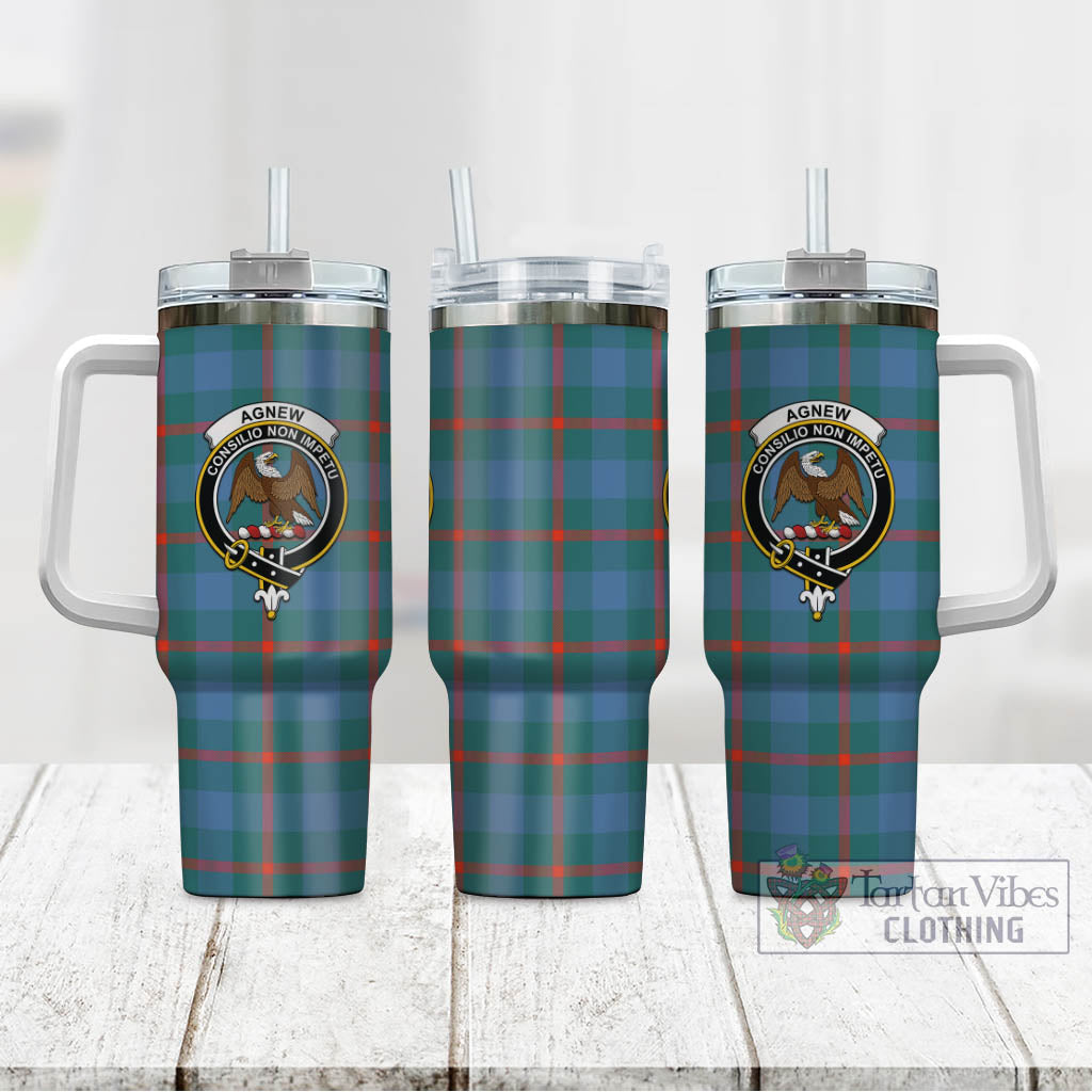 Tartan Vibes Clothing Agnew Ancient Tartan and Family Crest Tumbler with Handle
