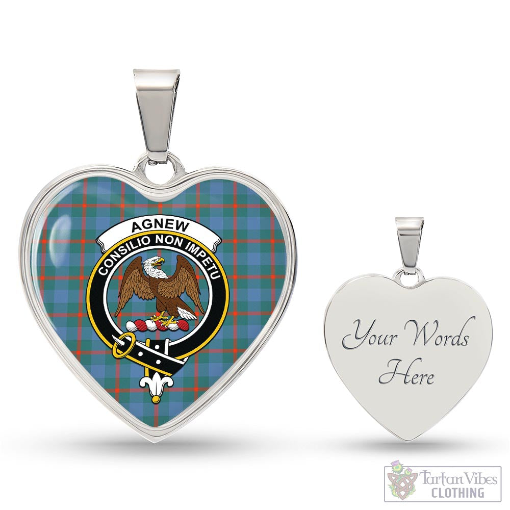 Tartan Vibes Clothing Agnew Ancient Tartan Heart Necklace with Family Crest